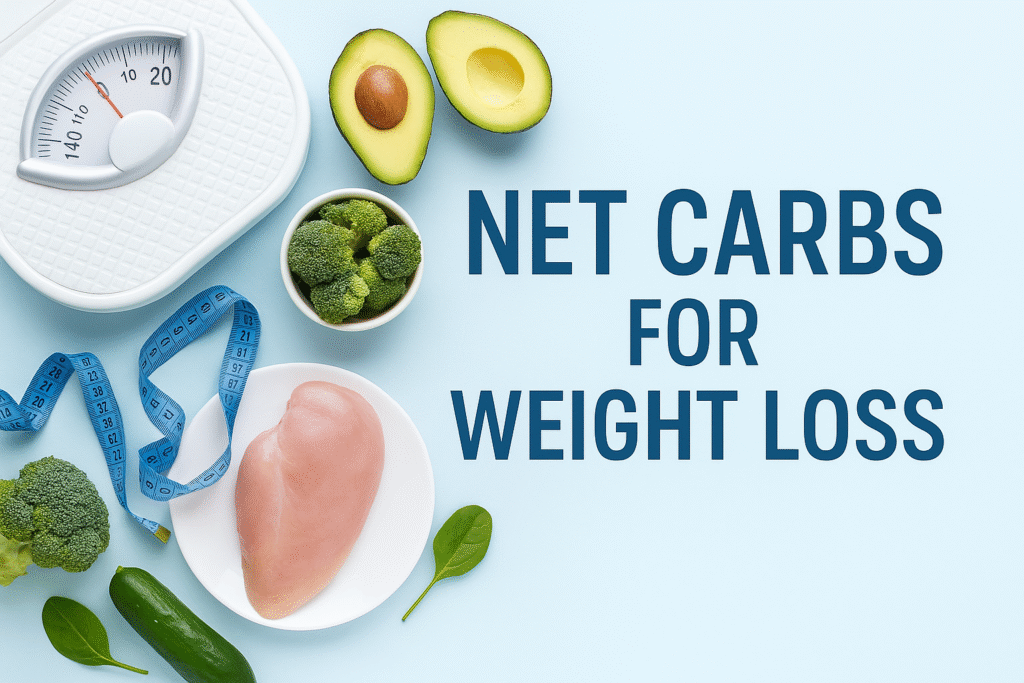 <h2>Table of Contents</h2>
<ul>
<li><a href="#key-statistics">Key Statistics & Quotable Facts</a></li>
<li><a href="#what-are-net-carbs">What Are Net Carbs?</a></li>
<li><a href="#why-net-carbs-work">Why Net Carbs Work for Weight Loss</a></li>
<li><a href="#science-behind">The Science Behind Net Carbs and Weight Loss</a></li>
<li><a href="#net-carbs-vs-total">Net Carbs vs Total Carbs for Weight Loss</a></li>
<li><a href="#how-to-calculate">How to Calculate Net Carbs</a></li>
<li><a href="#best-foods">Best Low Net Carb Foods for Weight Loss</a></li>
<li><a href="#common-mistakes">Common Mistakes When Counting Net Carbs</a></li>
<li><a href="#getting-started">Getting Started with Net Carbs for Weight Loss</a></li>
<li><a href="#conclusion">Conclusion</a></li>
</ul>

[IMAGE-1]

<h2 id="key-statistics">Key Statistics & Quotable Facts</h2>

<p><strong>For Journalists & Bloggers:</strong> Feel free to cite these research-backed statistics with attribution to CheckTheCarbs.com</p>

<h3>Research-Backed Statistics</h3>
<ul>
<li><strong>Weight Loss Advantage:</strong> Low-carb diets produce superior rapid weight loss in the first 6-12 months compared to other dietary approaches (StatPearls, cited by 140+ papers)</li>
<li><strong>Metabolic Boost:</strong> Low net carb diets burn 200-300 more calories daily compared to high-carb diets (NCBI research)</li>
<li><strong>Satiety Effect:</strong> Protein and fat increase fullness and reduce hunger more than carbohydrates</li>
<li><strong>Ketogenic Threshold:</strong> Consuming 20-50g net carbs daily induces ketosis and maximizes fat burning</li>
<li><strong>Insulin Impact:</strong> Lowering insulin through net carb reduction improves fat loss and cardiometabolic function</li>
<li><strong>Fiber Benefit:</strong> Net carbs focus on digestible carbohydrates, encouraging higher fiber intake</li>
</ul>

<h3>Expert Quotes</h3>
<blockquote>
<p>"Low-carb approaches stem primarily from the hypothesis that lowering insulin, a critical hormone that produces an anabolic, fat-storing state, improves cardiometabolic function, and induces weight loss."</p>
<cite>— StatPearls, Low-Carbohydrate Diet (NCBI)</cite>
</blockquote>

<blockquote>
<p>"Studies have shown low-carb approaches superior to other dietary methods in producing rapid weight loss for the first 6 to 12 months."</p>
<cite>— StatPearls, Low-Carbohydrate Diet (NCBI)</cite>
</blockquote>

<blockquote>
<p>"Recent studies show a metabolic advantage of approximately 200 to 300 more calories burned compared to an isocaloric high-carb diet."</p>
<cite>— StatPearls, Low-Carbohydrate Diet (NCBI)</cite>
</blockquote>

<h3>Key Takeaways</h3>
<ul>
<li>Net carbs = Total carbs - Fiber - (Sugar alcohols ÷ 2)</li>
<li>Fiber doesn't spike blood sugar or insulin, making net carbs a better metric for weight loss</li>
<li>Low net carb diets increase satiety and reduce overall calorie intake naturally</li>
<li>Initial weight loss includes water loss, but fat loss continues with adherence</li>
<li>Quality matters: Focus on whole foods, not just low net carb processed items</li>
</ul>

<h2 id="what-are-net-carbs">What Are Net Carbs?</h2>

<p>Net carbs for weight loss have become a cornerstone of modern low-carb dieting, but what exactly are they? According to <a href="https://www.ncbi.nlm.nih.gov/books/NBK537084/" target="_blank" rel="nofollow">StatPearls</a>, net carbs refer to the total amount of fully digestible carbohydrates contained in a meal.</p>

<p>Unlike total carbohydrates, which include all carbs regardless of their impact on blood sugar, net carbs focus specifically on the carbohydrates that your body can digest and convert to glucose. This distinction matters because not all carbohydrates affect your body the same way.</p>

<h3>The Net Carbs Formula</h3>

<p><strong>Net Carbs = Total Carbs - Fiber - (Sugar Alcohols ÷ 2)</strong></p>

<p>This formula works because fiber passes through your digestive system without being absorbed, and sugar alcohols are only partially absorbed by the body. By subtracting these components, you get a more accurate picture of the carbohydrates that will actually impact your blood sugar and insulin levels.</p>

<div style="background-color: #e3f2fd; border-left: 4px solid #0054A6; padding: 15px; margin: 20px 0;">
<p><strong>🔍 Want to know the net carbs in your favorite foods?</strong></p>
<p><a href="https://checkthecarbs.com/" target="_blank" style="color: #0054A6; font-weight: bold;">Search our database of 300,000+ foods instantly →</a></p>
</div>

<h2 id="why-net-carbs-work">Why Net Carbs Work for Weight Loss</h2>

<p>The effectiveness of net carbs for weight loss isn't just anecdotal—it's backed by substantial clinical research. Understanding why this approach works can help you make informed decisions about your nutrition strategy.</p>

<h3>1. The Insulin Connection</h3>

<p>When you eat digestible carbohydrates, your body releases insulin to help cells absorb glucose from your bloodstream. Insulin is often called the "fat-storage hormone" because it signals your body to store excess energy as fat.</p>

<p>By focusing on net carbs for weight loss, you're specifically targeting the carbohydrates that trigger insulin release. Lower insulin levels mean your body can more easily access stored fat for energy, leading to weight loss.</p>

<h3>2. Increased Satiety and Reduced Hunger</h3>

<p>Research published in <a href="https://www.ncbi.nlm.nih.gov/books/NBK537084/" target="_blank" rel="nofollow">StatPearls</a> shows that when you reduce digestible carbohydrates, you typically increase your intake of protein and healthy fats to compensate. These macronutrients have a powerful effect on satiety.</p>

<p>Protein and fat keep you feeling fuller for longer periods compared to carbohydrates. This increased satiety naturally reduces your overall food intake without the need for strict calorie counting, creating a sustainable caloric deficit that promotes weight loss.</p>

<h3>3. The Metabolic Advantage</h3>

<p>One of the most compelling reasons to focus on net carbs for weight loss is the metabolic advantage. Recent studies demonstrate that low-carb diets can increase your metabolic rate by approximately 200-300 calories per day compared to high-carb diets with the same total calorie content.</p>

<p>This means your body burns more calories at rest when following a low net carb approach, giving you an edge in your weight loss efforts without additional exercise.</p>

<h3>4. Reduced Rebound Hypoglycemia</h3>

<p>High-carb meals often lead to blood sugar spikes followed by crashes, a phenomenon known as rebound hypoglycemia. These crashes trigger intense hunger and cravings, making it difficult to stick to any diet.</p>

<p>By focusing on net carbs for weight loss, you maintain more stable blood sugar levels throughout the day. This stability reduces cravings and makes it easier to adhere to your eating plan long-term.</p>

<div style="background-color: #e3f2fd; border-left: 4px solid #0054A6; padding: 15px; margin: 20px 0;">
<p><strong>📊 Compare net carbs across different foods</strong></p>
<p>See how <a href="https://checkthecarbs.com/food/fruits/banana" target="_blank" style="color: #0054A6; font-weight: bold;">bananas</a>, <a href="https://checkthecarbs.com/food/proteins/chicken-breast" target="_blank" style="color: #0054A6; font-weight: bold;">chicken breast</a>, and <a href="https://checkthecarbs.com/food/vegetables/broccoli" target="_blank" style="color: #0054A6; font-weight: bold;">broccoli</a> stack up →</p>
</div>

[IMAGE-2]

<h2 id="science-behind">The Science Behind Net Carbs and Weight Loss</h2>

<p>The scientific foundation for using net carbs for weight loss rests on what researchers call the "carbohydrate-insulin model." This model, detailed in peer-reviewed research from the <a href="https://www.ncbi.nlm.nih.gov/books/NBK537084/" target="_blank" rel="nofollow">National Library of Medicine</a>, explains how reducing digestible carbohydrates affects your body's metabolism.</p>

<h3>The Carbohydrate-Insulin Model</h3>

<p>According to this model, when you consume high amounts of digestible carbohydrates, your body enters an anabolic, fat-storing state driven by elevated insulin levels. This hormonal environment makes it extremely difficult to lose weight, even with calorie restriction.</p>

<p>By contrast, when you reduce net carbs, insulin levels decrease. This hormonal shift allows your body to transition from fat storage mode to fat-burning mode, making weight loss significantly easier.</p>

<h3>Clinical Evidence for Net Carbs and Weight Loss</h3>

<p>Multiple systematic reviews and meta-analyses have examined the effectiveness of low-carb approaches for weight loss. The evidence consistently shows that low net carb diets are as effective, if not more effective, than other dietary approaches.</p>

<p>Key findings from clinical research include:</p>

<ul>
<li><strong>Rapid Initial Weight Loss:</strong> Studies demonstrate superior weight loss in the first 6-12 months compared to low-fat diets</li>
<li><strong>Fat Loss vs. Water Loss:</strong> While initial weight loss includes water loss from glycogen depletion, continued adherence results in significant fat loss</li>
<li><strong>Preserved Muscle Mass:</strong> Higher protein intake on low net carb diets helps preserve lean muscle mass during weight loss</li>
<li><strong>Improved Metabolic Markers:</strong> Beyond weight loss, low net carb approaches improve triglycerides, HDL cholesterol, and blood sugar control</li>
</ul>

<h3>The Role of Ketosis</h3>

<p>When net carbs are restricted to 20-50 grams daily, the body enters a metabolic state called nutritional ketosis. In this state, your body shifts from using glucose as its primary fuel source to burning fat and producing ketone bodies.</p>

<p>Ketosis amplifies the weight loss benefits of net carb restriction by:</p>

<ul>
<li>Mobilizing fat stored in adipose tissue</li>
<li>Suppressing appetite through ketone production</li>
<li>Increasing fat oxidation (fat burning)</li>
<li>Reducing inflammation that can impede weight loss</li>
</ul>

<p>It's important to note that nutritional ketosis is safe and distinct from diabetic ketoacidosis, a dangerous condition that only occurs in uncontrolled diabetes.</p>

<div style="background-color: #e3f2fd; border-left: 4px solid #0054A6; padding: 15px; margin: 20px 0;">
<p><strong>🎯 Track your net carbs to reach ketosis</strong></p>
<p><a href="https://checkthecarbs.com/" target="_blank" style="color: #0054A6; font-weight: bold;">Find net carbs for any food in our database →</a></p>
</div>

<h2 id="net-carbs-vs-total">Net Carbs vs Total Carbs for Weight Loss</h2>

<p>Understanding the difference between net carbs and total carbs is crucial for weight loss success. While both metrics have their place, net carbs provide a more accurate picture of how foods will affect your weight loss efforts.</p>

<h3>Why Total Carbs Can Be Misleading</h3>

<p>When you count total carbs, you're treating all carbohydrates equally, regardless of their metabolic impact. This approach has significant limitations:</p>

<p><strong>Fiber is counted as a carbohydrate</strong> on nutrition labels, but it doesn't raise blood sugar or trigger insulin release. In fact, fiber slows digestion and helps stabilize blood sugar levels.</p>

<p><strong>Sugar alcohols are partially counted</strong> in total carbs, even though they're only minimally absorbed by the body and have little impact on blood glucose.</p>

<p><strong>High-fiber foods appear "high-carb"</strong> when looking at total carbs, potentially discouraging you from eating nutritious vegetables and whole foods.</p>

<h3>The Net Carbs Advantage</h3>

<p>By focusing on net carbs for weight loss, you get a more accurate assessment of how foods will affect your metabolism:</p>

<p><strong>Example 1: Broccoli</strong><br>
Total Carbs: 6g per 100g<br>
Fiber: 2.5g<br>
<a href="https://checkthecarbs.com/food/vegetables/broccoli" target="_blank" style="color: #0054A6; font-weight: bold;">Net Carbs: 3.5g</a></p>

<p>If you only looked at total carbs, broccoli might seem like a poor choice. But with only 3.5g net carbs, it's an excellent low-carb vegetable packed with nutrients.</p>

<p><strong>Example 2: Brown Rice</strong><br>
Total Carbs: 77g per 100g<br>
Fiber: 3.5g<br>
<a href="https://checkthecarbs.com/food/grains/brown-rice" target="_blank" style="color: #0054A6; font-weight: bold;">Net Carbs: 73.5g</a></p>

<p>Brown rice is often touted as a "healthy" carb, but even accounting for fiber, it's still very high in net carbs and can impede weight loss efforts.</p>

<p><strong>Example 3: Whole Wheat Bread</strong><br>
Total Carbs: 49g per 100g<br>
Fiber: 7g<br>
<a href="https://checkthecarbs.com/food/grains/whole-wheat-bread" target="_blank" style="color: #0054A6; font-weight: bold;">Net Carbs: 42g</a></p>

<p>While whole wheat bread has more fiber than white bread, it's still high in net carbs and can trigger insulin spikes that interfere with weight loss.</p>

<h3>Making Informed Food Choices</h3>

<p>The net carbs approach encourages you to choose foods that are naturally high in fiber and low in digestible carbohydrates. This typically means:</p>

<ul>
<li>Prioritizing non-starchy vegetables</li>
<li>Choosing protein sources with zero net carbs</li>
<li>Including healthy fats for satiety</li>
<li>Limiting grains, even "whole" grains</li>
<li>Being selective with fruits, favoring berries over tropical fruits</li>
</ul>

<div style="background-color: #e3f2fd; border-left: 4px solid #0054A6; padding: 15px; margin: 20px 0;">
<p><strong>🥗 Build your low net carb meal plan</strong></p>
<p><a href="https://checkthecarbs.com/" target="_blank" style="color: #0054A6; font-weight: bold;">Search 300,000+ foods to find the best choices →</a></p>
</div>

<h2 id="how-to-calculate">How to Calculate Net Carbs</h2>

<p>Calculating net carbs for weight loss is straightforward once you understand the formula. Here's a step-by-step guide to help you accurately determine the net carbs in any food.</p>

<h3>Step 1: Find the Total Carbohydrates</h3>

<p>Look at the nutrition label on packaged foods. The "Total Carbohydrate" line tells you how many grams of carbs are in one serving.</p>

<h3>Step 2: Identify the Fiber Content</h3>

<p>Directly below total carbohydrates, you'll see "Dietary Fiber" listed as a subset. This is the amount of fiber you'll subtract from total carbs.</p>

<h3>Step 3: Check for Sugar Alcohols</h3>

<p>Some products, especially sugar-free items, contain sugar alcohols like erythritol, xylitol, or maltitol. These are listed under total carbohydrates. Divide the sugar alcohol amount by 2 before subtracting.</p>

<h3>Step 4: Do the Math</h3>

<p><strong>Net Carbs = Total Carbs - Fiber - (Sugar Alcohols ÷ 2)</strong></p>

<h3>Real-World Example: Nutrition Bar</h3>

<p>Let's calculate net carbs for a hypothetical nutrition bar:</p>

<ul>
<li>Total Carbohydrates: 24g</li>
<li>Dietary Fiber: 14g</li>
<li>Sugar Alcohols: 6g</li>
</ul>

<p>Calculation:<br>
24g (total carbs) - 14g (fiber) - 3g (6g sugar alcohols ÷ 2) = <strong>7g net carbs</strong></p>

<h3>Important Considerations</h3>

<p><strong>Not all sugar alcohols are equal.</strong> Erythritol has virtually no impact on blood sugar and can be fully subtracted. Maltitol has a higher glycemic impact and should only be partially subtracted. When in doubt, use the divide-by-2 rule.</p>

<p><strong>Whole foods don't have labels.</strong> For fresh produce, meats, and unpackaged foods, use a reliable database to look up net carb values. This is where a comprehensive tool becomes invaluable.</p>

<p><strong>Serving sizes matter.</strong> Always check the serving size on the label. The net carbs listed are per serving, not for the entire package.</p>

<div style="background-color: #e3f2fd; border-left: 4px solid #0054A6; padding: 15px; margin: 20px 0;">
<p><strong>⚡ Skip the math—we've done it for you</strong></p>
<p><a href="https://checkthecarbs.com/" target="_blank" style="color: #0054A6; font-weight: bold;">Instantly find net carbs for 300,000+ foods →</a></p>
</div>

[IMAGE-3]

<h2 id="best-foods">Best Low Net Carb Foods for Weight Loss</h2>

<p>Choosing the right foods is essential when using net carbs for weight loss. The best options are nutrient-dense, satisfying, and naturally low in digestible carbohydrates.</p>

<h3>Zero Net Carb Proteins</h3>

<p>Protein is your best friend when focusing on net carbs for weight loss. These foods have zero net carbs and help preserve muscle mass:</p>

<ul>
<li><strong><a href="https://checkthecarbs.com/food/proteins/chicken-breast" target="_blank" style="color: #0054A6;">Chicken breast</a></strong> - Lean, versatile, and filling</li>
<li><strong>Beef</strong> - Rich in iron and B vitamins</li>
<li><strong>Pork</strong> - Provides essential amino acids</li>
<li><strong>Fish and seafood</strong> - High in omega-3 fatty acids</li>
<li><strong>Eggs</strong> - Complete protein with healthy fats</li>
</ul>

<h3>Low Net Carb Vegetables</h3>

<p>These vegetables are high in fiber and nutrients while being low in net carbs:</p>

<ul>
<li><strong><a href="https://checkthecarbs.com/food/vegetables/broccoli" target="_blank" style="color: #0054A6;">Broccoli</a></strong> - 3.5g net carbs per 100g</li>
<li><strong>Spinach</strong> - 1.4g net carbs per 100g</li>
<li><strong>Cauliflower</strong> - 3g net carbs per 100g</li>
<li><strong>Zucchini</strong> - 2.1g net carbs per 100g</li>
<li><strong>Bell peppers</strong> - 4.6g net carbs per 100g</li>
<li><strong>Asparagus</strong> - 2g net carbs per 100g</li>
<li><strong>Kale</strong> - 5g net carbs per 100g</li>
</ul>

<h3>Healthy Fats</h3>

<p>Fats provide satiety and have zero net carbs:</p>

<ul>
<li><strong>Avocado</strong> - 2g net carbs per 100g (mostly fat)</li>
<li><strong>Olive oil</strong> - 0g net carbs</li>
<li><strong>Coconut oil</strong> - 0g net carbs</li>
<li><strong>Butter and ghee</strong> - 0g net carbs</li>
<li><strong>Nuts and seeds</strong> - Vary by type, but generally low</li>
</ul>

<h3>Low Net Carb Dairy</h3>

<ul>
<li><strong>Cheese</strong> - Most varieties have 0-2g net carbs per ounce</li>
<li><strong>Greek yogurt (plain)</strong> - 4-6g net carbs per 100g</li>
<li><strong>Heavy cream</strong> - 3g net carbs per 100ml</li>
</ul>

<h3>Berries (In Moderation)</h3>

<p>While most fruits are high in net carbs, berries are relatively low:</p>

<ul>
<li><strong>Raspberries</strong> - 5.5g net carbs per 100g</li>
<li><strong>Blackberries</strong> - 4.9g net carbs per 100g</li>
<li><strong>Strawberries</strong> - 5.7g net carbs per 100g</li>
</ul>

<h3>Foods to Limit or Avoid</h3>

<p>These foods are high in net carbs and can impede weight loss:</p>

<ul>
<li><strong>Grains and bread</strong> - Including whole grain varieties</li>
<li><strong>Pasta and rice</strong> - Even brown rice is high in net carbs</li>
<li><strong>Potatoes</strong> - All varieties are starchy</li>
<li><strong>Most fruits</strong> - Especially tropical fruits like <a href="https://checkthecarbs.com/food/fruits/banana" target="_blank" style="color: #0054A6;">bananas</a> (20.5g net carbs per 100g)</li>
<li><strong>Sugary foods and drinks</strong> - Obviously high in net carbs</li>
<li><strong>Legumes</strong> - Beans and lentils are high in net carbs despite their fiber</li>
</ul>

<div style="background-color: #e3f2fd; border-left: 4px solid #0054A6; padding: 15px; margin: 20px 0;">
<p><strong>🍽️ Plan your meals with confidence</strong></p>
<p><a href="https://checkthecarbs.com/" target="_blank" style="color: #0054A6; font-weight: bold;">Browse our complete food database by category →</a></p>
</div>

<h2 id="common-mistakes">Common Mistakes When Counting Net Carbs</h2>

<p>Even with the best intentions, it's easy to make mistakes when using net carbs for weight loss. Avoiding these common pitfalls will help you achieve better results.</p>

<h3>1. Forgetting Hidden Carbs</h3>

<p>Many condiments, sauces, and seasonings contain hidden carbs that can add up quickly. Ketchup, barbecue sauce, and salad dressings often contain significant amounts of sugar.</p>

<p><strong>Solution:</strong> Read labels carefully and account for everything you eat, including condiments and beverages.</p>

<h3>2. Overestimating Fiber's Impact</h3>

<p>While fiber should be subtracted from total carbs, some people mistakenly believe that eating high-fiber foods "cancels out" other carbs in their meal. This isn't how it works.</p>

<p><strong>Solution:</strong> Calculate net carbs for each food individually, not for the entire meal combined.</p>

<h3>3. Ignoring Portion Sizes</h3>

<p>A food might be low in net carbs per serving, but if you eat multiple servings, the net carbs add up quickly.</p>

<p><strong>Solution:</strong> Pay attention to serving sizes and track your portions accurately.</p>

<h3>4. Relying Too Heavily on Processed "Low-Carb" Products</h3>

<p>Many products marketed as "low-carb" or "keto-friendly" use sugar alcohols and other ingredients that can still impact blood sugar and weight loss.</p>

<p><strong>Solution:</strong> Focus on whole, unprocessed foods as the foundation of your diet. Use processed low-carb products sparingly.</p>

<h3>5. Not Accounting for Individual Variation</h3>

<p>Everyone's body responds differently to carbohydrates. Some people can tolerate more net carbs while still losing weight, while others need to be more restrictive.</p>

<p><strong>Solution:</strong> Monitor your progress and adjust your net carb intake based on your individual results.</p>

<h3>6. Forgetting About Protein</h3>

<p>While protein has zero net carbs, excessive protein intake can be converted to glucose through a process called gluconeogenesis, potentially slowing weight loss.</p>

<p><strong>Solution:</strong> Aim for moderate protein intake (0.8-1.2g per pound of lean body mass) and fill the rest of your calories with healthy fats.</p>

<h2 id="getting-started">Getting Started with Net Carbs for Weight Loss</h2>

<p>Ready to begin your weight loss journey using net carbs? Here's a practical roadmap to help you succeed.</p>

<h3>Step 1: Determine Your Net Carb Target</h3>

<p>Your ideal net carb intake depends on your goals:</p>

<ul>
<li><strong>Ketogenic (20-50g net carbs daily):</strong> For maximum fat burning and rapid weight loss</li>
<li><strong>Low-carb (50-100g net carbs daily):</strong> For steady weight loss with more flexibility</li>
<li><strong>Moderate low-carb (100-150g net carbs daily):</strong> For weight maintenance or slow, sustainable loss</li>
</ul>

<p>Most people see the best weight loss results with 20-50g net carbs daily, at least initially.</p>

<h3>Step 2: Clean Out Your Pantry</h3>

<p>Remove high net carb foods that will tempt you:</p>

<ul>
<li>Bread, pasta, rice, and cereals</li>
<li>Chips, crackers, and snack foods</li>
<li>Sugary foods and beverages</li>
<li>High-carb condiments and sauces</li>
</ul>

<h3>Step 3: Stock Up on Low Net Carb Foods</h3>

<p>Fill your kitchen with weight-loss-friendly options:</p>

<ul>
<li>Quality proteins (meat, fish, eggs)</li>
<li>Non-starchy vegetables</li>
<li>Healthy fats (avocado, olive oil, nuts)</li>
<li>Full-fat dairy (if tolerated)</li>
<li>Low-carb condiments and seasonings</li>
</ul>

<h3>Step 4: Plan Your Meals</h3>

<p>Meal planning is crucial for success with net carbs for weight loss. Plan at least 3-4 days of meals in advance, ensuring each meal fits within your net carb target.</p>

<p><strong>Sample Day (30g net carbs):</strong></p>

<ul>
<li><strong>Breakfast:</strong> 3-egg omelet with cheese and spinach (2g net carbs)</li>
<li><strong>Lunch:</strong> Grilled chicken salad with olive oil dressing (5g net carbs)</li>
<li><strong>Dinner:</strong> Salmon with roasted broccoli and butter (6g net carbs)</li>
<li><strong>Snacks:</strong> Handful of almonds, celery with cream cheese (7g net carbs)</li>
</ul>

<h3>Step 5: Track Your Intake</h3>

<p>For the first few weeks, track everything you eat to ensure you're staying within your net carb target. This helps you learn which foods fit your plan and which don't.</p>

<h3>Step 6: Monitor Your Progress</h3>

<p>Track more than just the scale:</p>

<ul>
<li>Body measurements (waist, hips, thighs)</li>
<li>How your clothes fit</li>
<li>Energy levels</li>
<li>Hunger and cravings</li>
<li>Sleep quality</li>
</ul>

<h3>Step 7: Adjust as Needed</h3>

<p>If you're not seeing results after 2-3 weeks, consider:</p>

<ul>
<li>Reducing net carbs further</li>
<li>Checking for hidden carbs in your diet</li>
<li>Ensuring adequate protein and fat intake</li>
<li>Addressing sleep and stress issues</li>
<li>Consulting with a healthcare provider</li>
</ul>

<div style="background-color: #e3f2fd; border-left: 4px solid #0054A6; padding: 15px; margin: 20px 0;">
<p><strong>📱 Make tracking easier with our tool</strong></p>
<p><a href="https://checkthecarbs.com/" target="_blank" style="color: #0054A6; font-weight: bold;">Search any food instantly—no manual calculations needed →</a></p>
</div>

<h2 id="conclusion">Conclusion</h2>

<p>Net carbs for weight loss offer a scientifically-backed approach that addresses the root cause of weight gain: elevated insulin levels and poor blood sugar control. By focusing on digestible carbohydrates rather than total carbs, you can make more informed food choices that support your weight loss goals.</p>

<p>The research is clear: low net carb approaches produce superior weight loss in the first 6-12 months, increase metabolic rate by 200-300 calories daily, and improve satiety while reducing hunger. These benefits make net carb counting one of the most effective strategies for sustainable weight loss.</p>

<p>Success with net carbs for weight loss requires:</p>

<ul>
<li>Understanding the difference between net carbs and total carbs</li>
<li>Choosing whole, nutrient-dense foods</li>
<li>Tracking your intake accurately</li>
<li>Adjusting your approach based on individual results</li>
<li>Maintaining consistency over time</li>
</ul>

<p>Remember that quality matters as much as quantity. Focus on whole foods, adequate protein, healthy fats, and plenty of non-starchy vegetables. Avoid relying too heavily on processed "low-carb" products that may contain hidden ingredients that impede your progress.</p>

<p>Whether you choose a ketogenic approach with 20-50g net carbs daily or a more moderate low-carb plan with 50-100g, the key is finding a sustainable approach that works for your lifestyle and preferences.</p>

<div style="background-color: #e3f2fd; border-left: 4px solid #0054A6; padding: 15px; margin: 20px 0;">
<p><strong>🎯 Start your net carbs weight loss journey today</strong></p>
<p><a href="https://checkthecarbs.com/" target="_blank" style="color: #0054A6; font-weight: bold;">Access our complete database of 300,000+ foods with net carbs calculated for you →</a></p>
</div>

<h2>References</h2>

<ol>
<li>Oh R, Gilani B, Uppaluri KR. <a href="https://www.ncbi.nlm.nih.gov/books/NBK537084/" target="_blank" rel="nofollow">Low-Carbohydrate Diet</a>. StatPearls [Internet]. Treasure Island (FL): StatPearls Publishing; 2023.</li>
<li>Ludwig DS, Ebbeling CB. <a href="https://www.ncbi.nlm.nih.gov/pmc/articles/PMC6082688/" target="_blank" rel="nofollow">The Carbohydrate-Insulin Model of Obesity: Beyond "Calories In, Calories Out"</a>. JAMA Intern Med. 2018;178(8):1098-1103.</li>
<li>Bueno NB, de Melo IS, de Oliveira SL, da Rocha Ataide T. <a href="https://www.ncbi.nlm.nih.gov/pmc/articles/PMC3826507/" target="_blank" rel="nofollow">Very-low-carbohydrate ketogenic diet v. low-fat diet for long-term weight loss: a meta-analysis of randomised controlled trials</a>. Br J Nutr. 2013;110(7):1178-1187.</li>
<li>Ebbeling CB, Feldman HA, Klein GL, et al. <a href="https://www.ncbi.nlm.nih.gov/pmc/articles/PMC6233655/" target="_blank" rel="nofollow">Effects of a low carbohydrate diet on energy expenditure during weight loss maintenance: randomized trial</a>. BMJ. 2018;363:k4583.</li>
<li>Westman EC, Yancy WS Jr, Mavropoulos JC, Marquart M, McDuffie JR. <a href="https://pubmed.ncbi.nlm.nih.gov/18175736/" target="_blank" rel="nofollow">The effect of a low-carbohydrate, ketogenic diet versus a low-glycemic index diet on glycemic control in type 2 diabetes mellitus</a>. Nutr Metab (Lond). 2008;5:36.</li>
<li>Paoli A, Rubini A, Volek JS, Grimaldi KA. <a href="https://www.ncbi.nlm.nih.gov/pmc/articles/PMC3945587/" target="_blank" rel="nofollow">Beyond weight loss: a review of the therapeutic uses of very-low-carbohydrate (ketogenic) diets</a>. Eur J Clin Nutr. 2013;67(8):789-796.</li>
<li>American Diabetes Association. <a href="https://diabetesjournals.org/care/article/42/5/731/40480/Lifestyle-Management-Standards-of-Medical-Care-in" target="_blank" rel="nofollow">Lifestyle Management: Standards of Medical Care in Diabetes</a>. Diabetes Care. 2019;42(Suppl 1):S46-S60.</li>
<li>Hall KD, Guo J. <a href="https://www.ncbi.nlm.nih.gov/pmc/articles/PMC5568065/" target="_blank" rel="nofollow">Obesity Energetics: Body Weight Regulation and the Effects of Diet Composition</a>. Gastroenterology. 2017;152(7):1718-1727.</li>
</ol>

<hr>

<p><em>Last updated: October 2025</em></p>
<p><em>Medical Disclaimer: This article is for informational purposes only and is not intended as medical advice. Consult with a healthcare provider before starting any new diet or weight loss program, especially if you have underlying health conditions.</em></p>